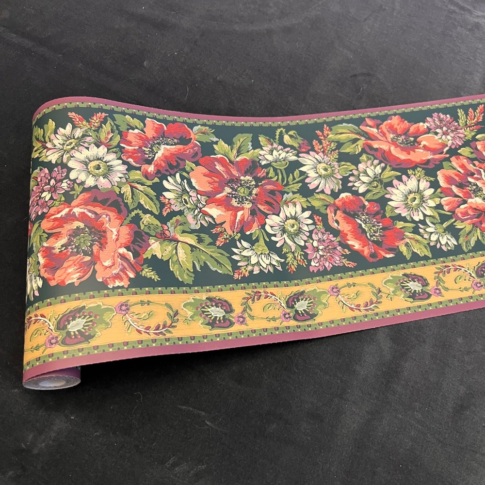 Vintage Eisenhart Victorian Floral Wallpaper Border| 3 Full Rolls | 9" Tall
